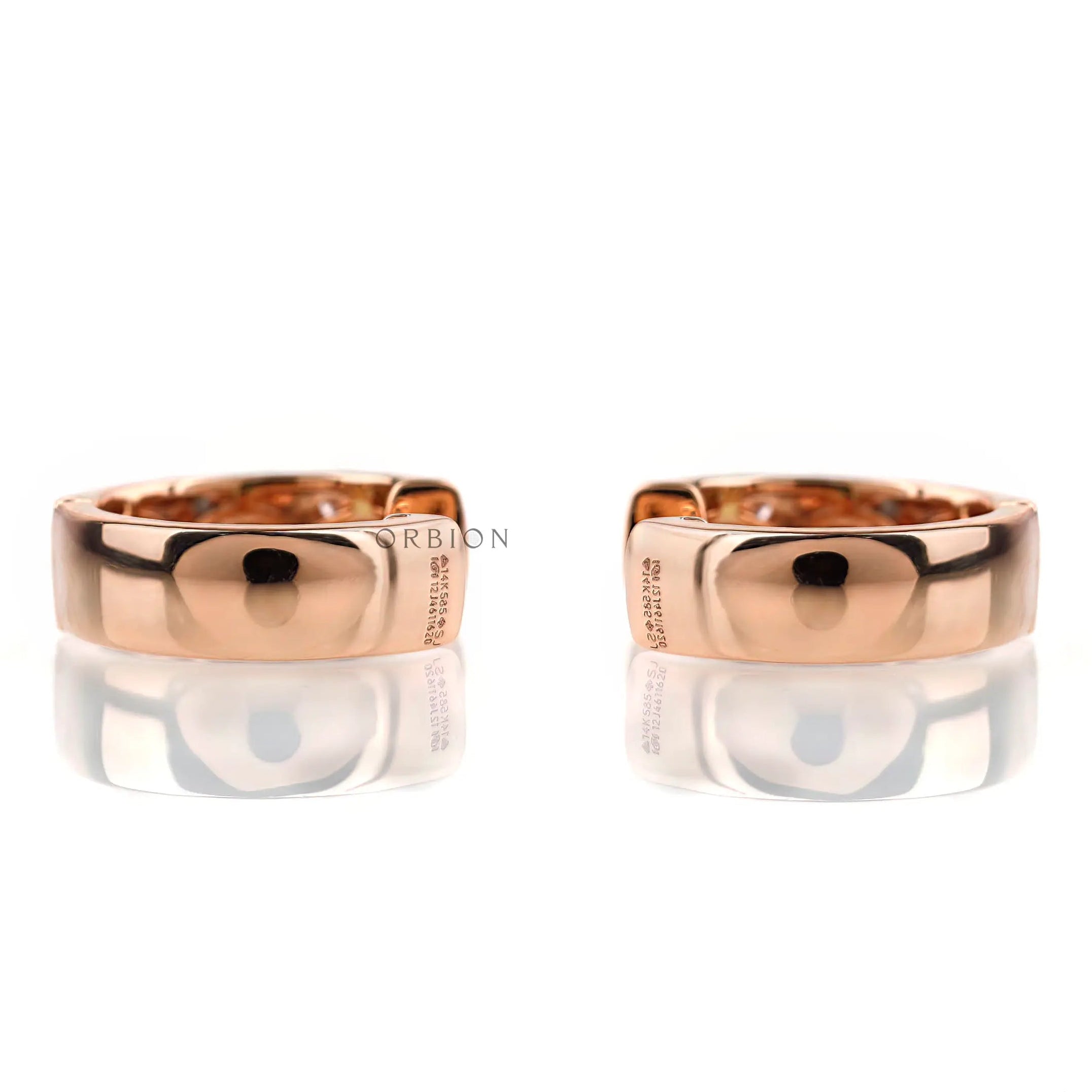 Flush set lab diamond huggie hoop earrings glossy finish