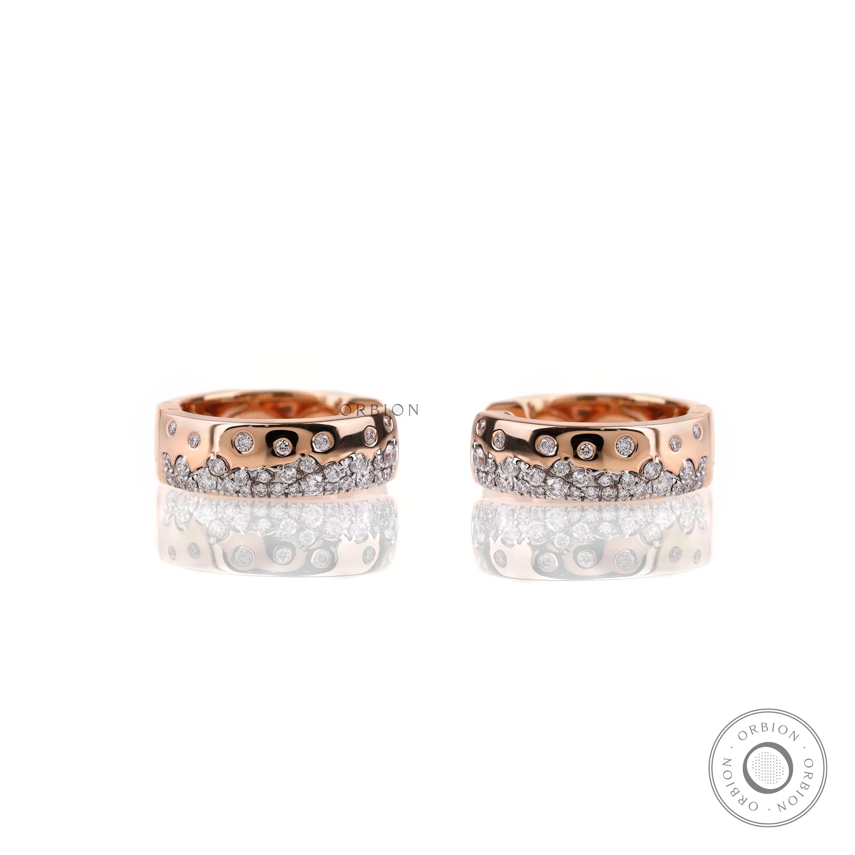 Confetti style lab diamond flush set huggie hoop earrings