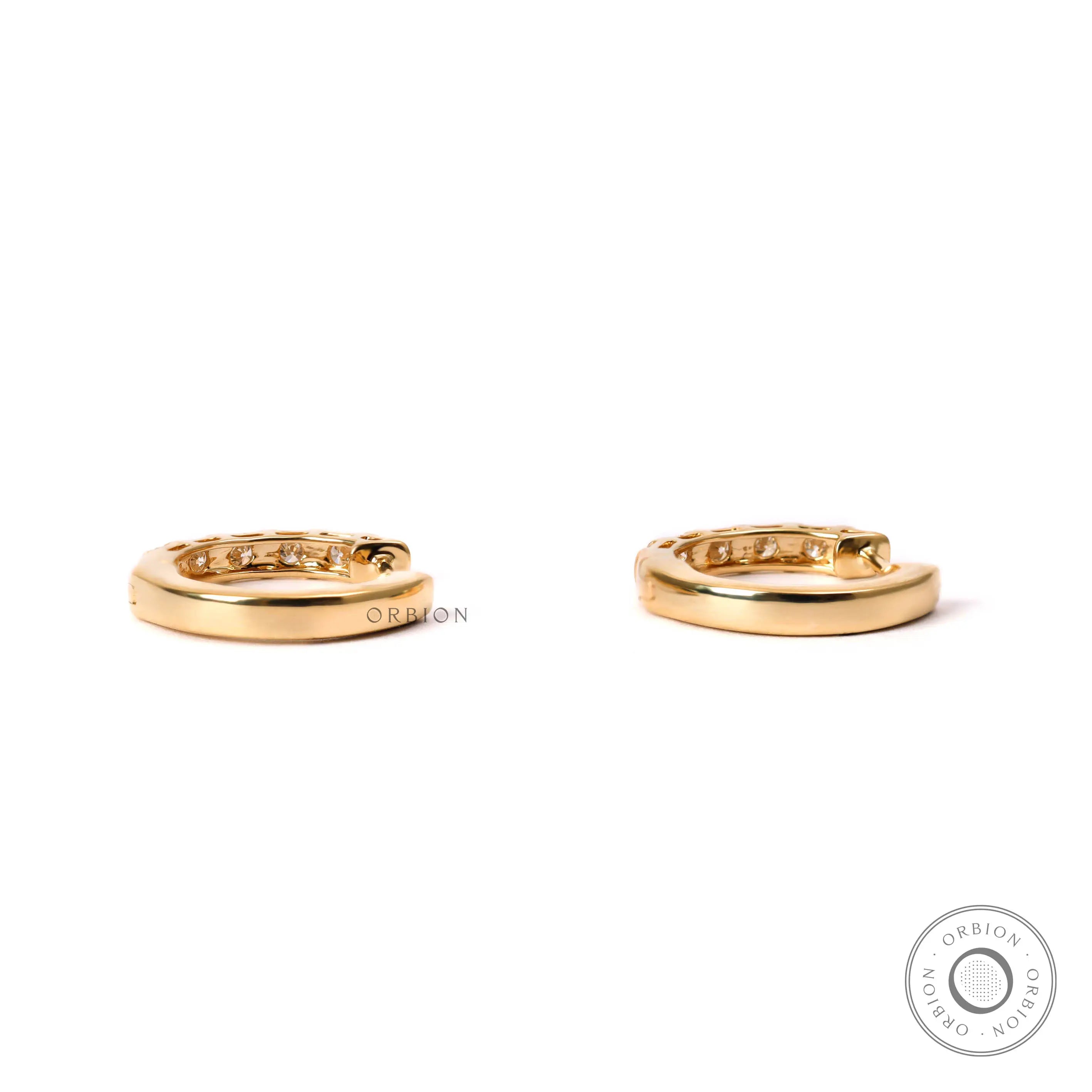 Minimal bar set lab diamond huggie earrings polished yellow gold