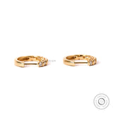 Small diamond huggie hoop earrings with bar setting modern design