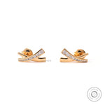 X shape channel set lab diamond stud earrings in 14k yellow gold front view