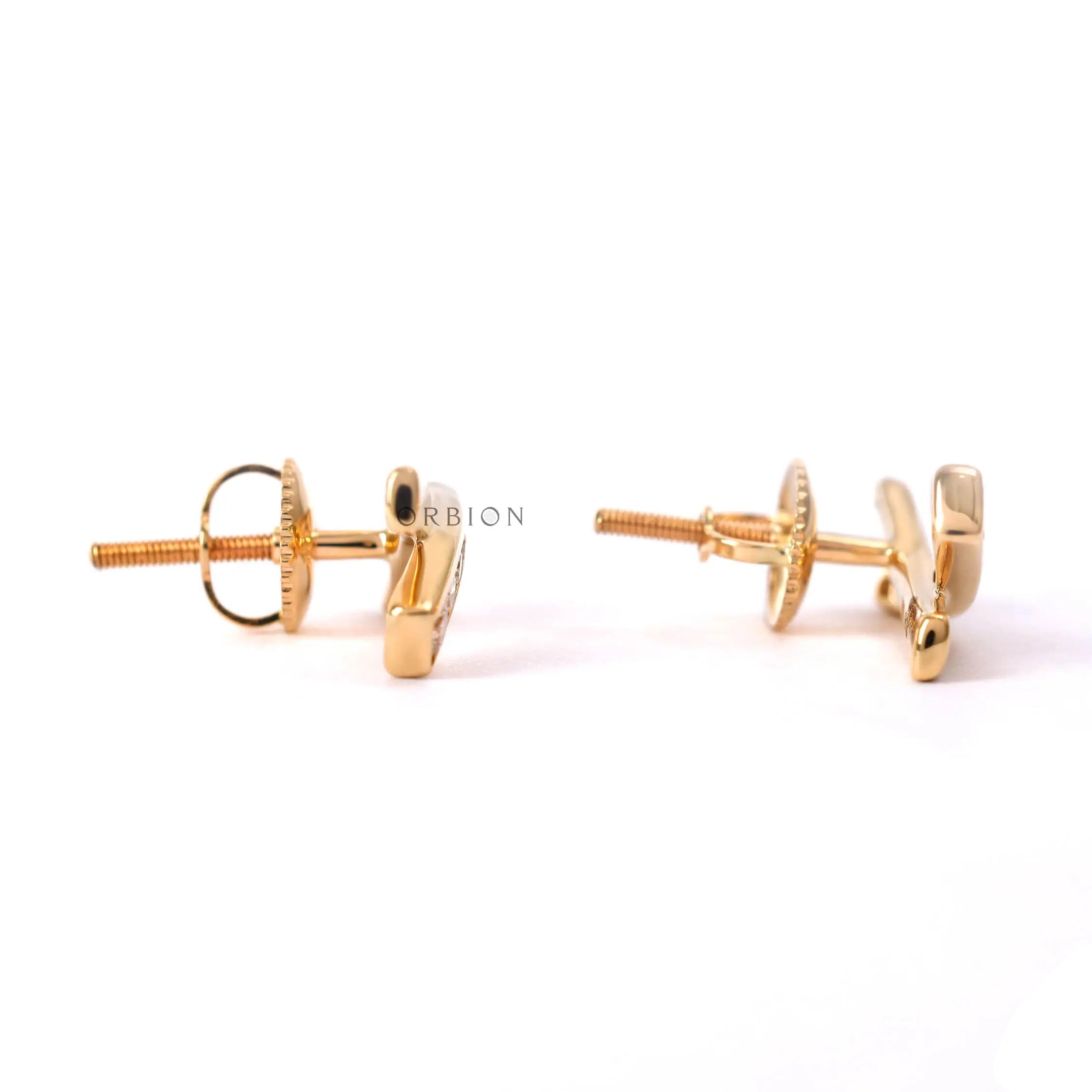 Yellow gold lab diamond studs with screw back option
