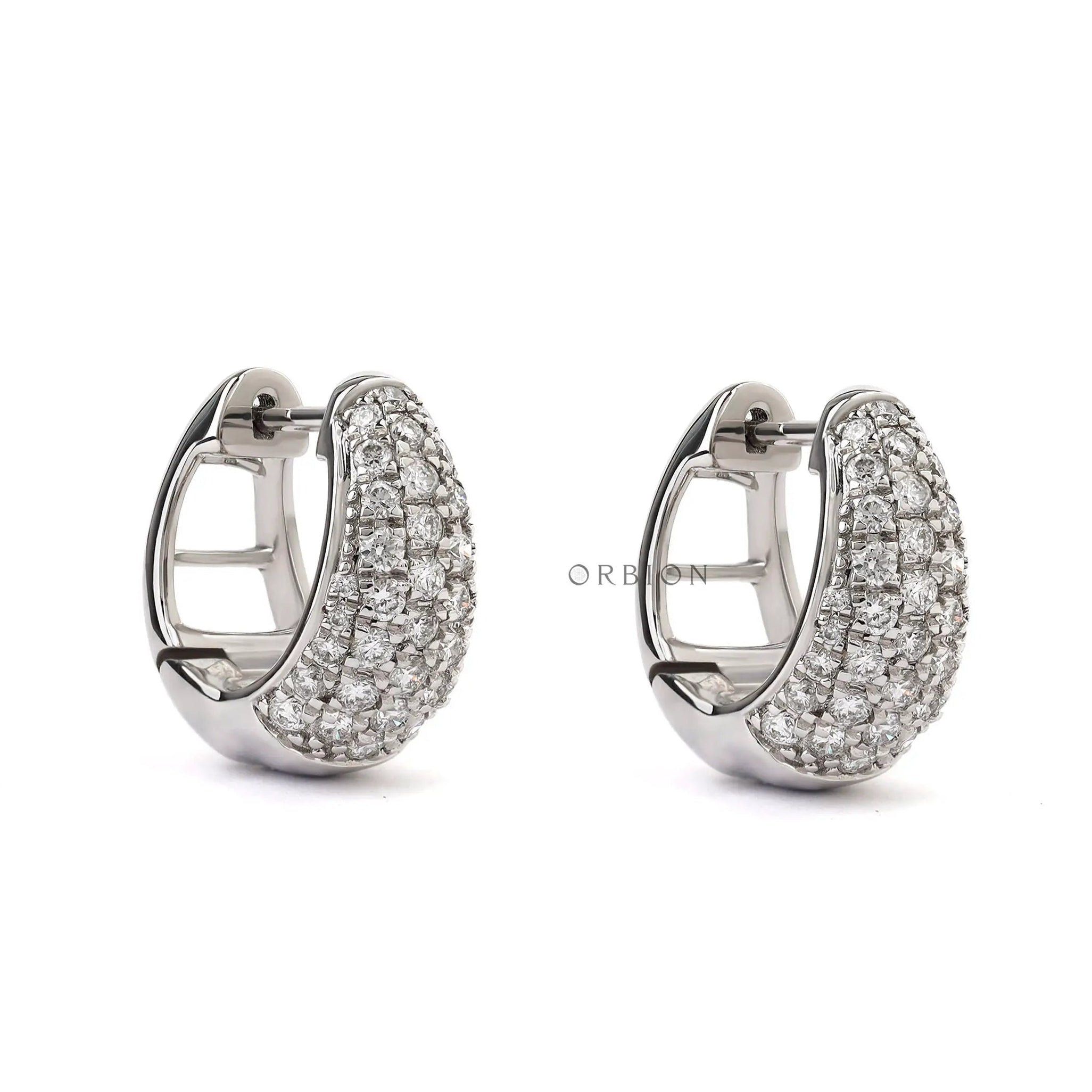 Pavé diamond dome hoop earrings luxury white gold design