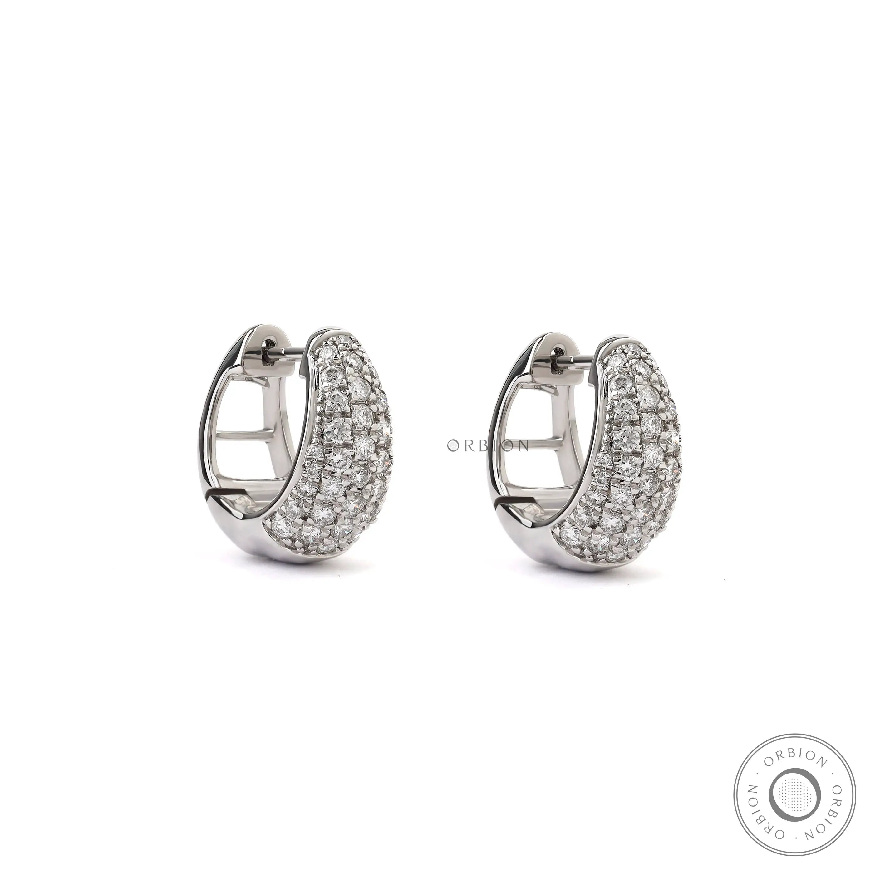 Pavé diamond dome hoop earrings luxury white gold design