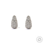 Multi row pave lab grown diamond dome hoop earrings in white gold