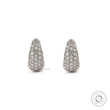 Multi row pave lab grown diamond dome hoop earrings in white gold