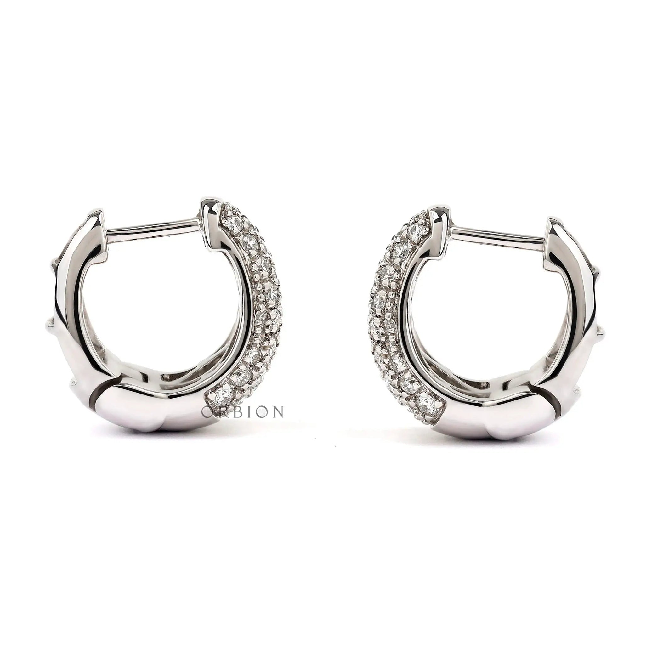 Dome style diamond hoop earrings elegant white gold jewelry