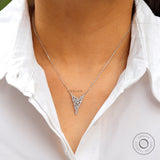 Elegant diamond cluster waterfall necklace worn on neck