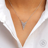 Sparkling round diamond cluster necklace contemporary style