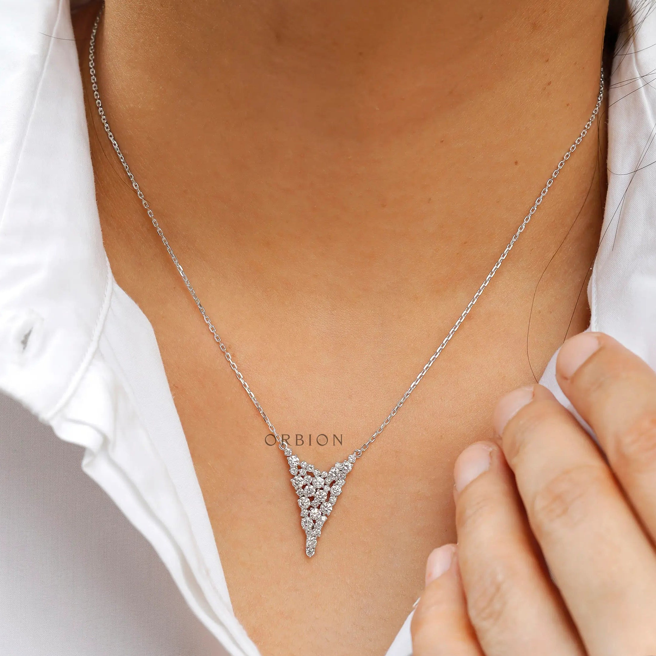 Statement diamond pendant necklace luxury white gold jewelry