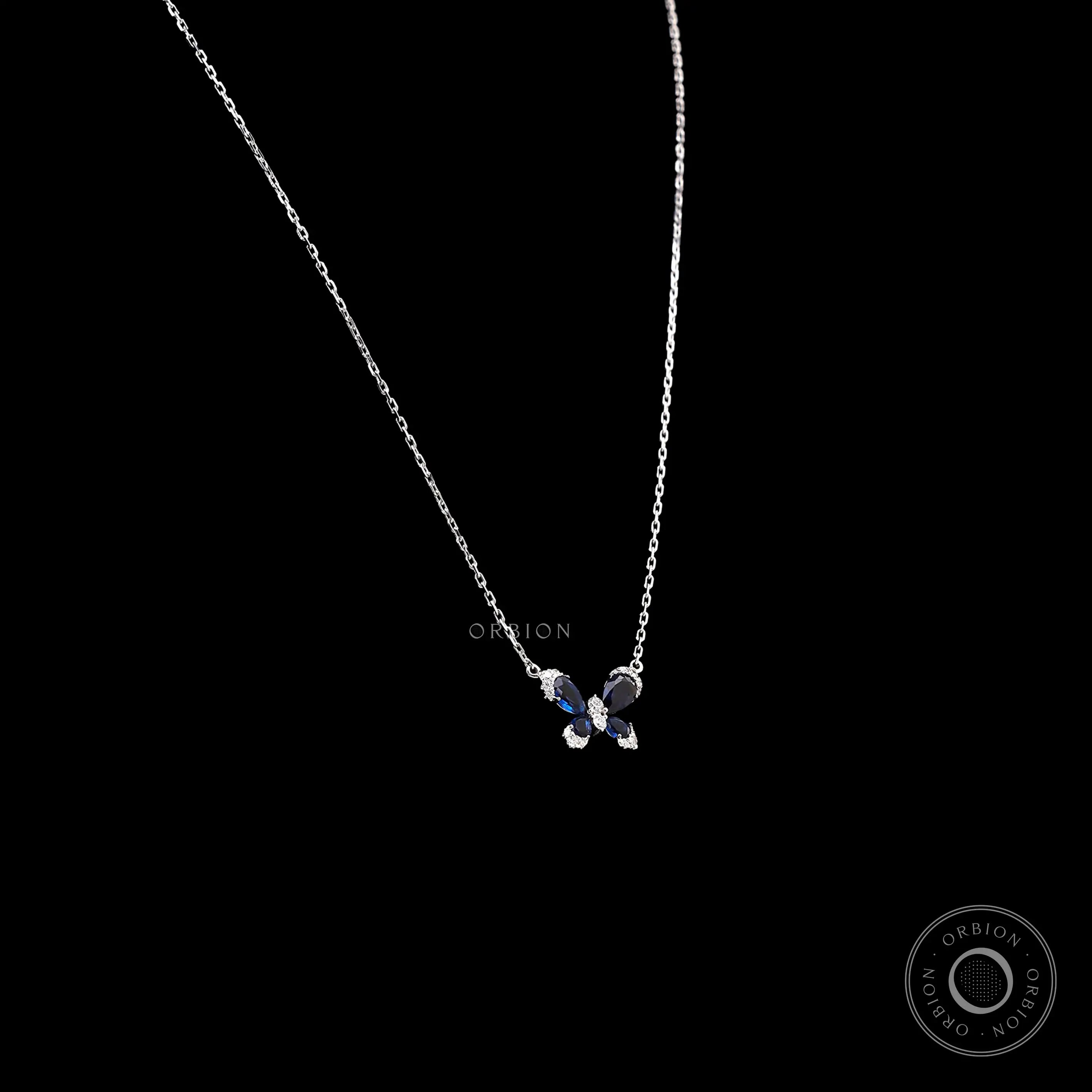 Nature inspired butterfly pendant necklace in white gold
