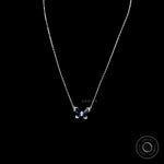 Butterfly necklace with lab diamonds and blue sapphire wings in white gold