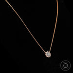 Dainty Diamond Necklace with Floral Pendant in 14k Rose Gold