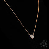Dainty Diamond Necklace with Floral Pendant in 14k Rose Gold