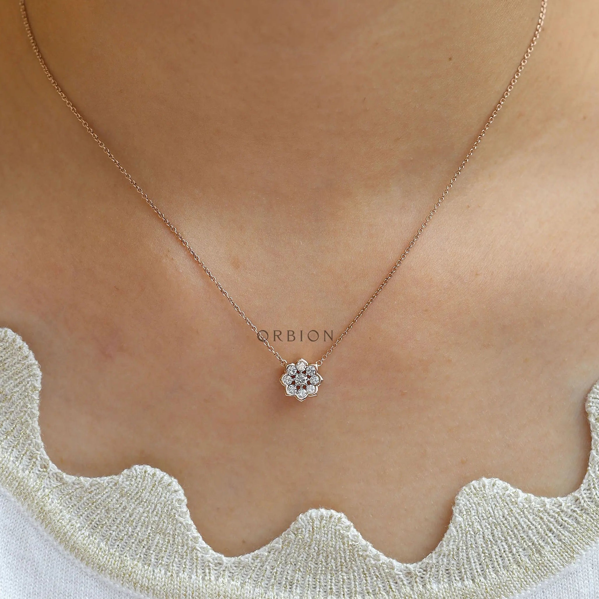 Elegant Lab Grown Diamond Necklace on Model