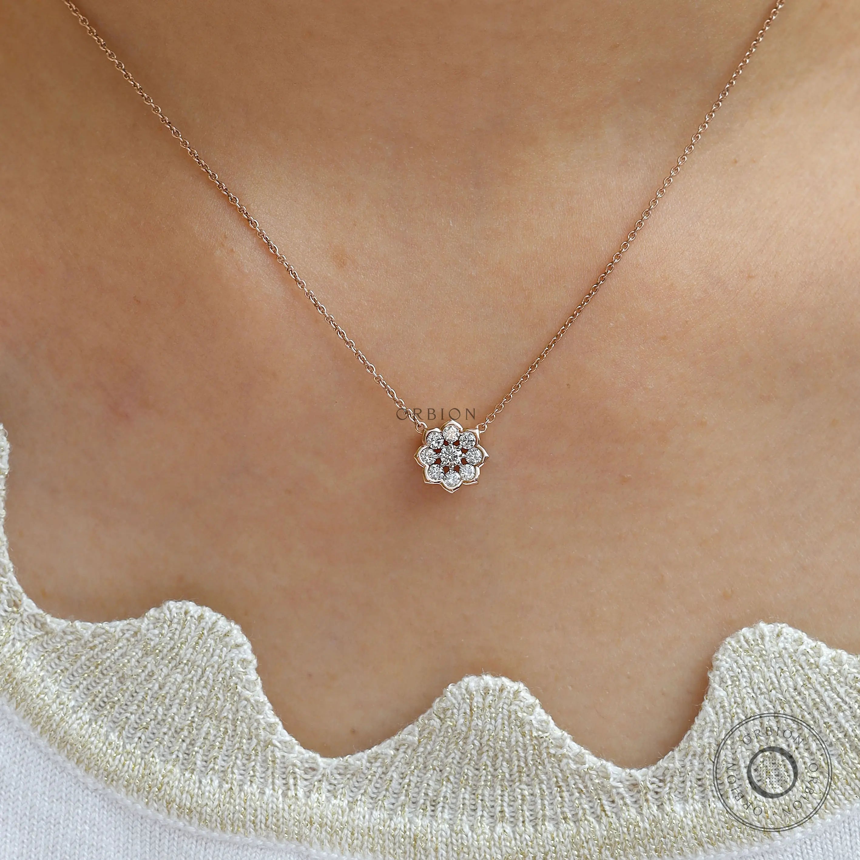 Timeless Rose Gold Floral Necklace with Lab Grown Diamonds