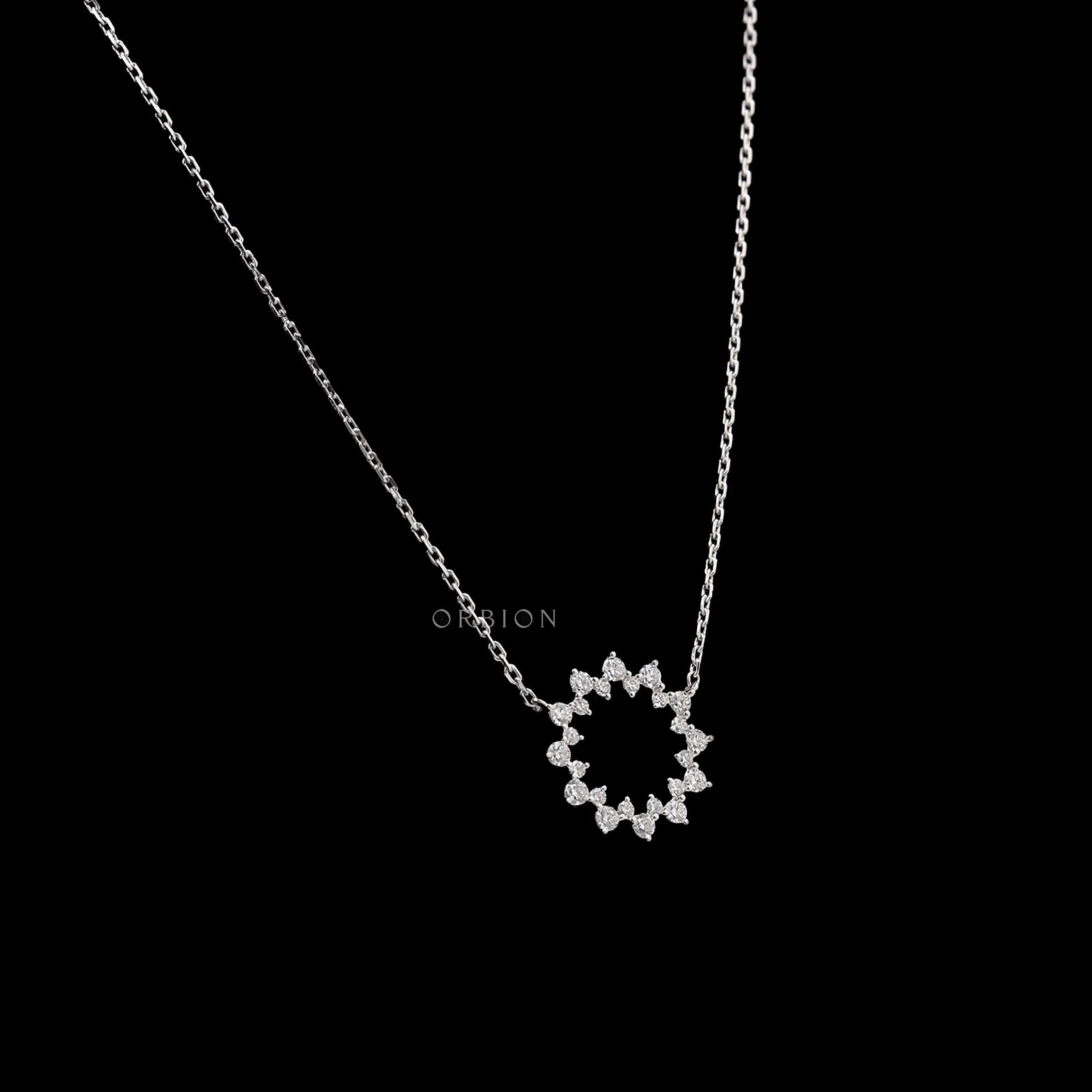 Minimalist diamond circle pendant necklace