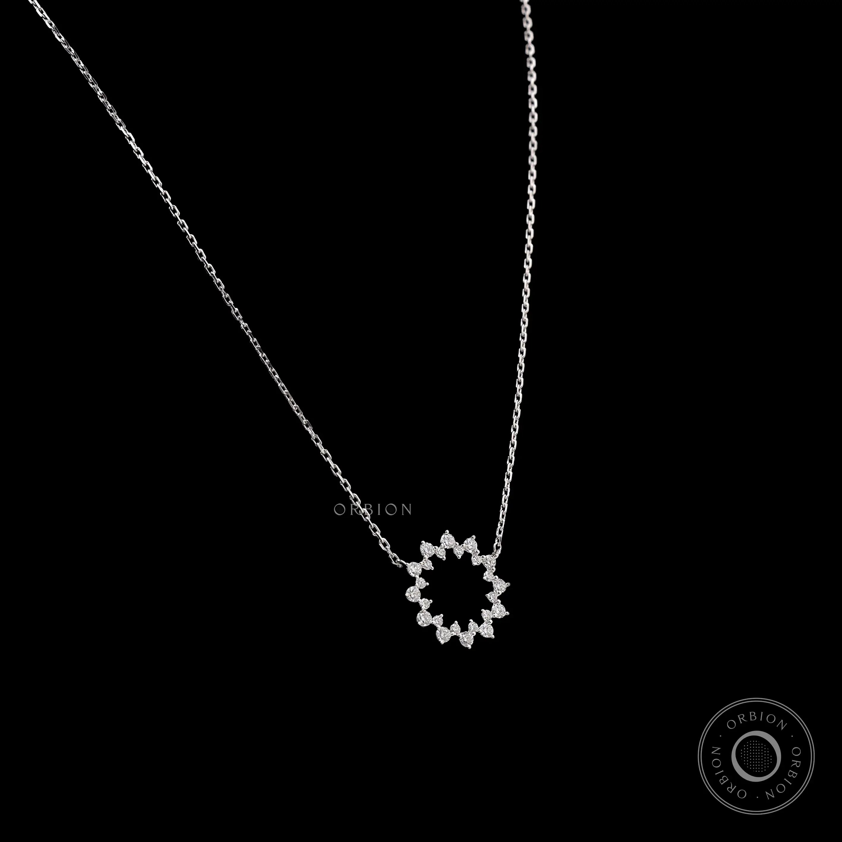 Minimalist diamond circle pendant necklace