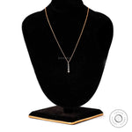 Necklace featuring a dainty design with brilliant diamonds set in 14k rose gold.