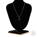Necklace featuring a dainty design with brilliant diamonds set in 14k rose gold.