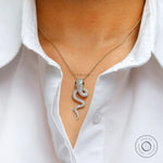 18K yellow gold lab diamond snake pendant front view