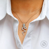 18K yellow gold lab diamond snake pendant front view