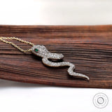 Modern hip hop style diamond snake pendant on chain