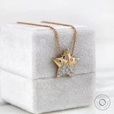 Cluster diamond star gypsy set pendant detail