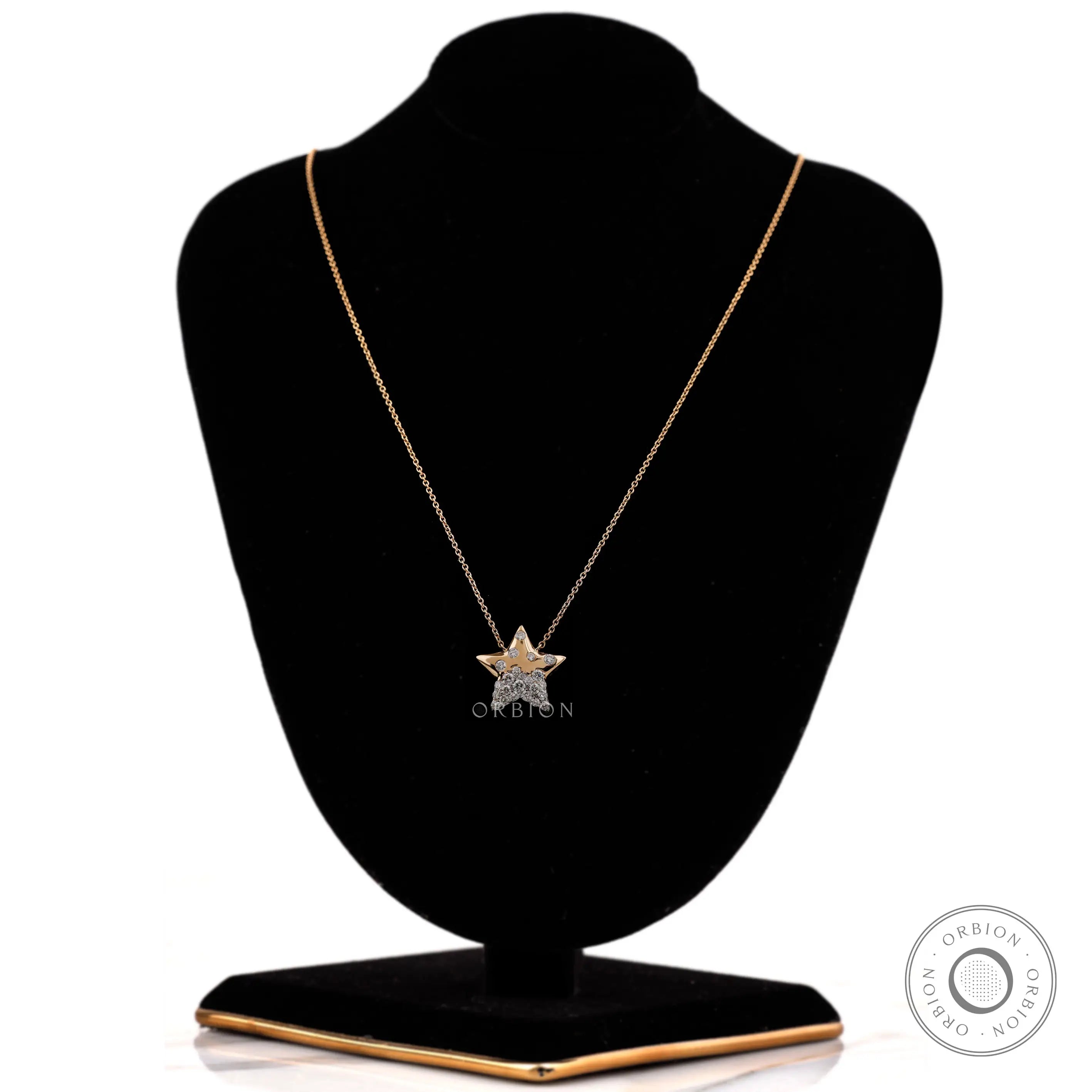 Lab grown diamond star chain pendant necklace