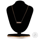 Scattered diamond bar necklace displayed on a jewelry stand