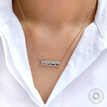 Confetti bar necklace with flush-set diamonds on rose gold chain