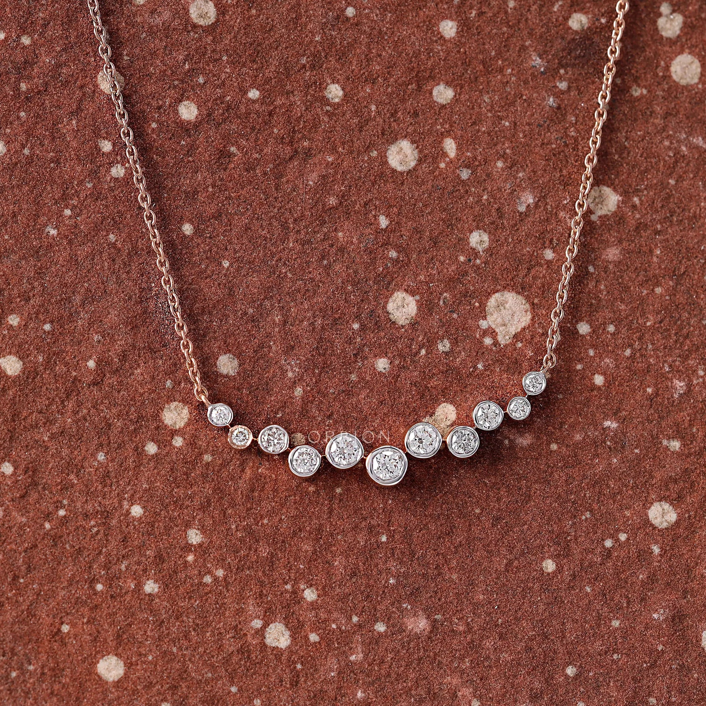 Bezel set curved lab grown diamond pendant necklace