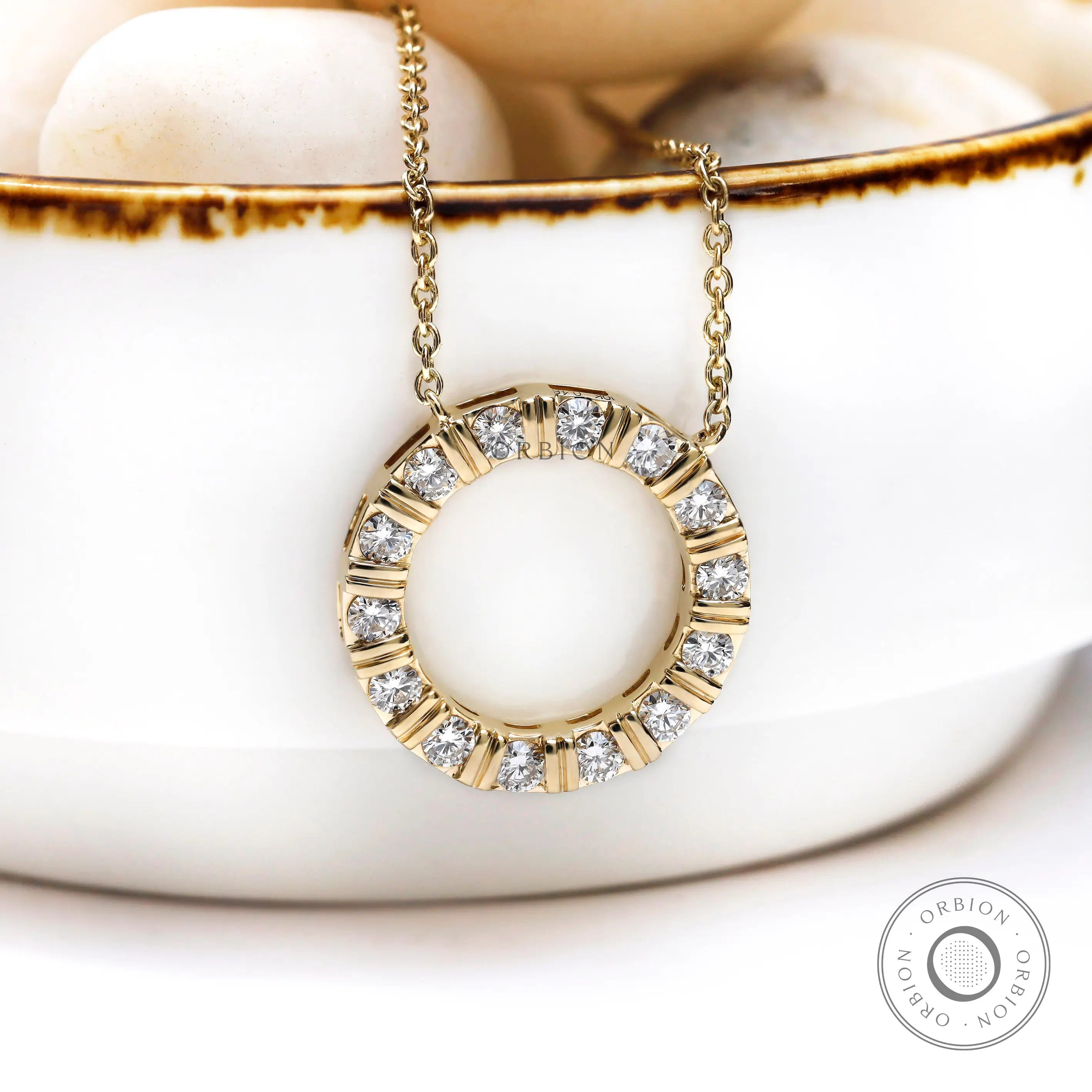 Elegant 14k Gold Lab Diamond Circle Necklace