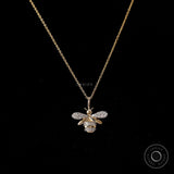 Lab Grown Diamond Honey Bee Pendant Necklace Unique Pave Set Minimalist Gold Bee Pendant Antique Bumble Bee Charm Pendant Sweet 16 Gift