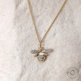 Lab Grown Diamond Honey Bee Pendant Necklace Unique Pave Set Minimalist Gold Bee Pendant Antique Bumble Bee Charm Pendant Sweet 16 Gift