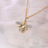Lab Grown Diamond Honey Bee Pendant Necklace Unique Pave Set Minimalist Gold Bee Pendant Antique Bumble Bee Charm Pendant Sweet 16 Gift