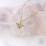 Yellow gold honey bee pendant necklace with chain