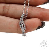 White gold diamond swirl drop pendant necklace