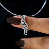 Lab grown diamond wavy swirl journey necklace in 18k white gold