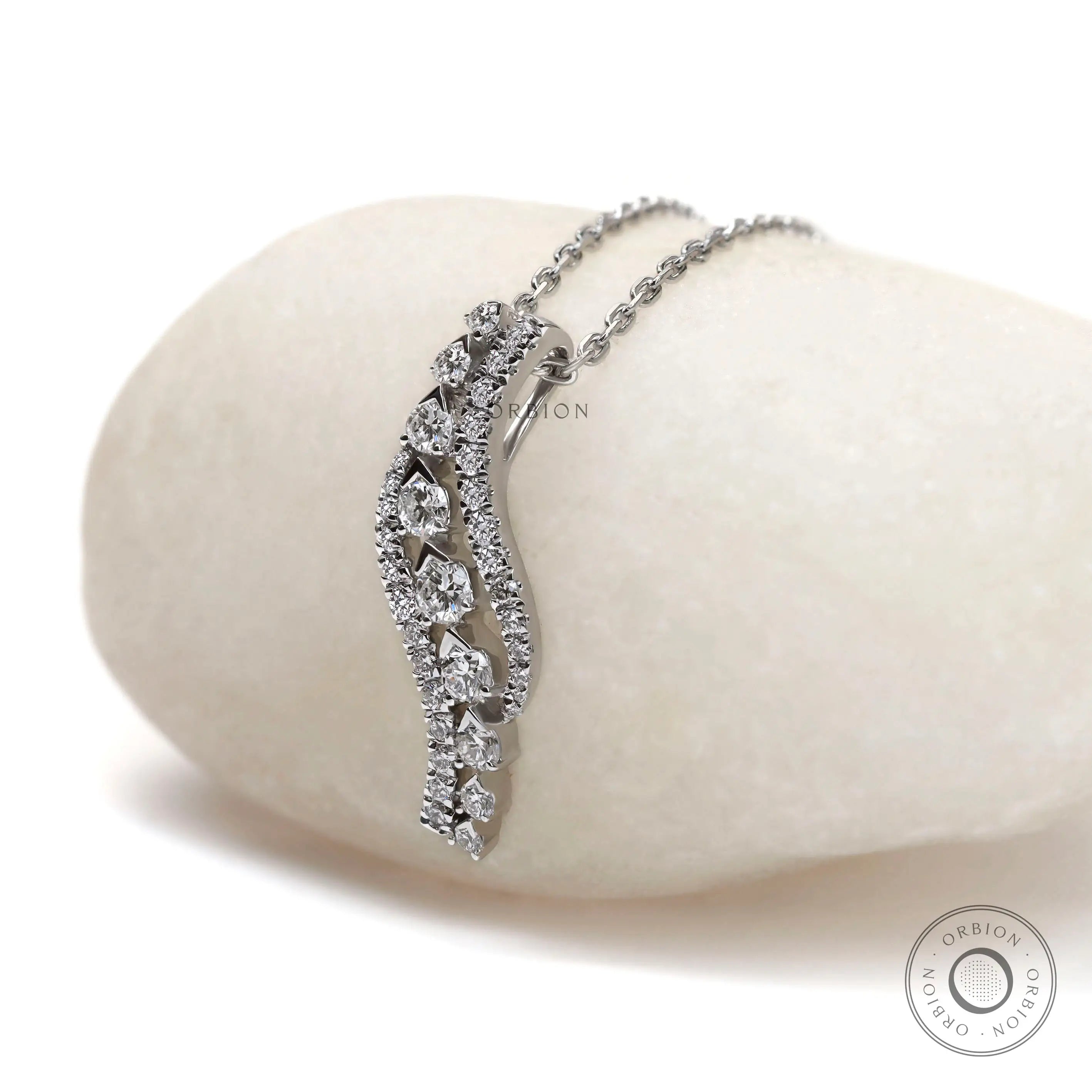 Minimalist diamond swirl pendant necklace for women