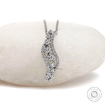 Delicate lab diamond pendant necklace in white gold