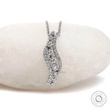Delicate lab diamond pendant necklace in white gold