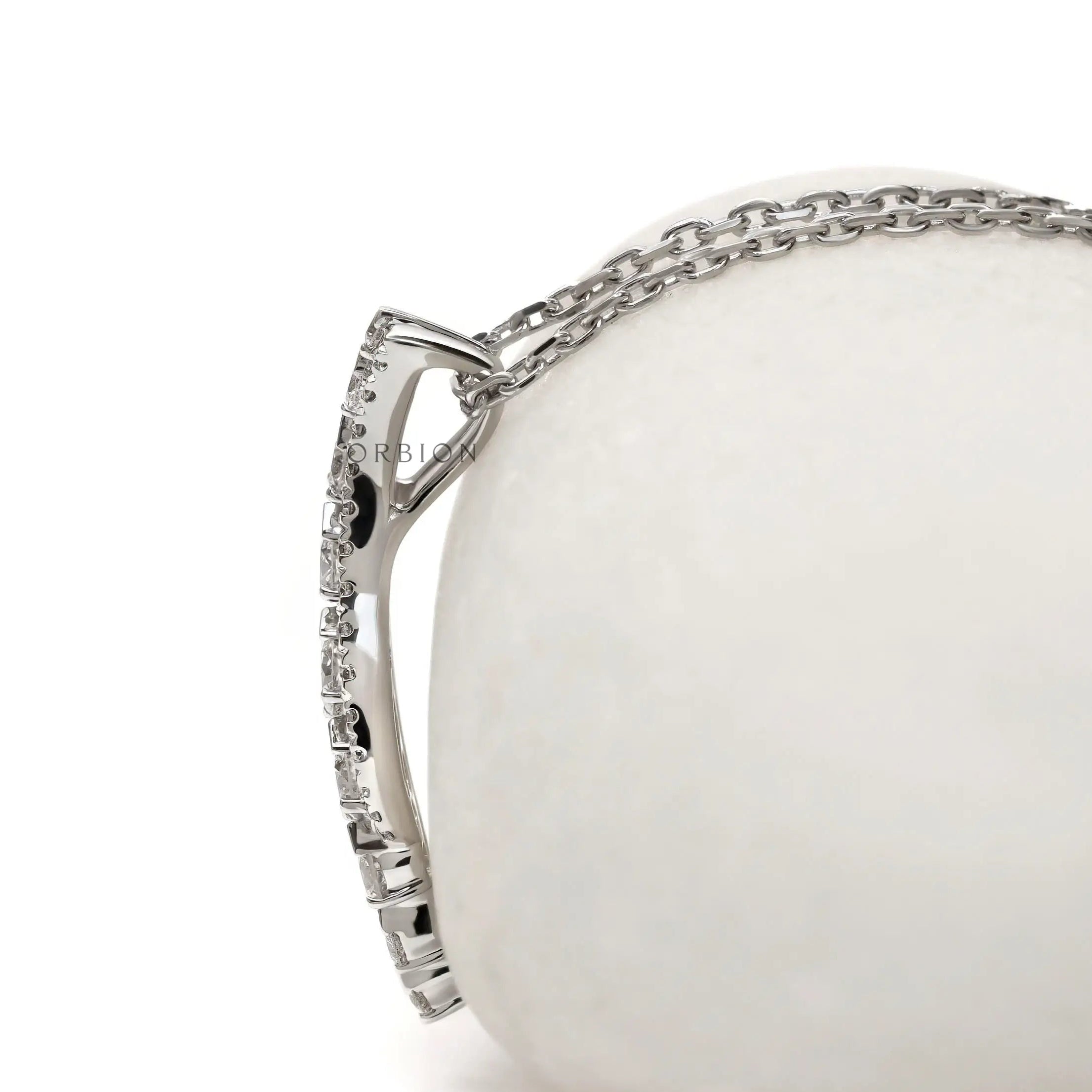 Lab grown diamond curved journey pendant on delicate chain