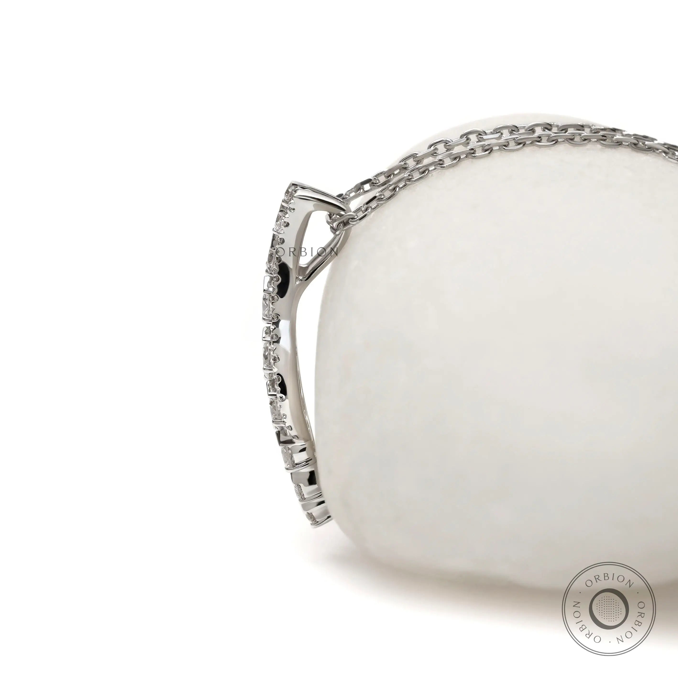 Lab grown diamond curved journey pendant on delicate chain