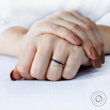 Modern princess sapphire wedding band rose gold