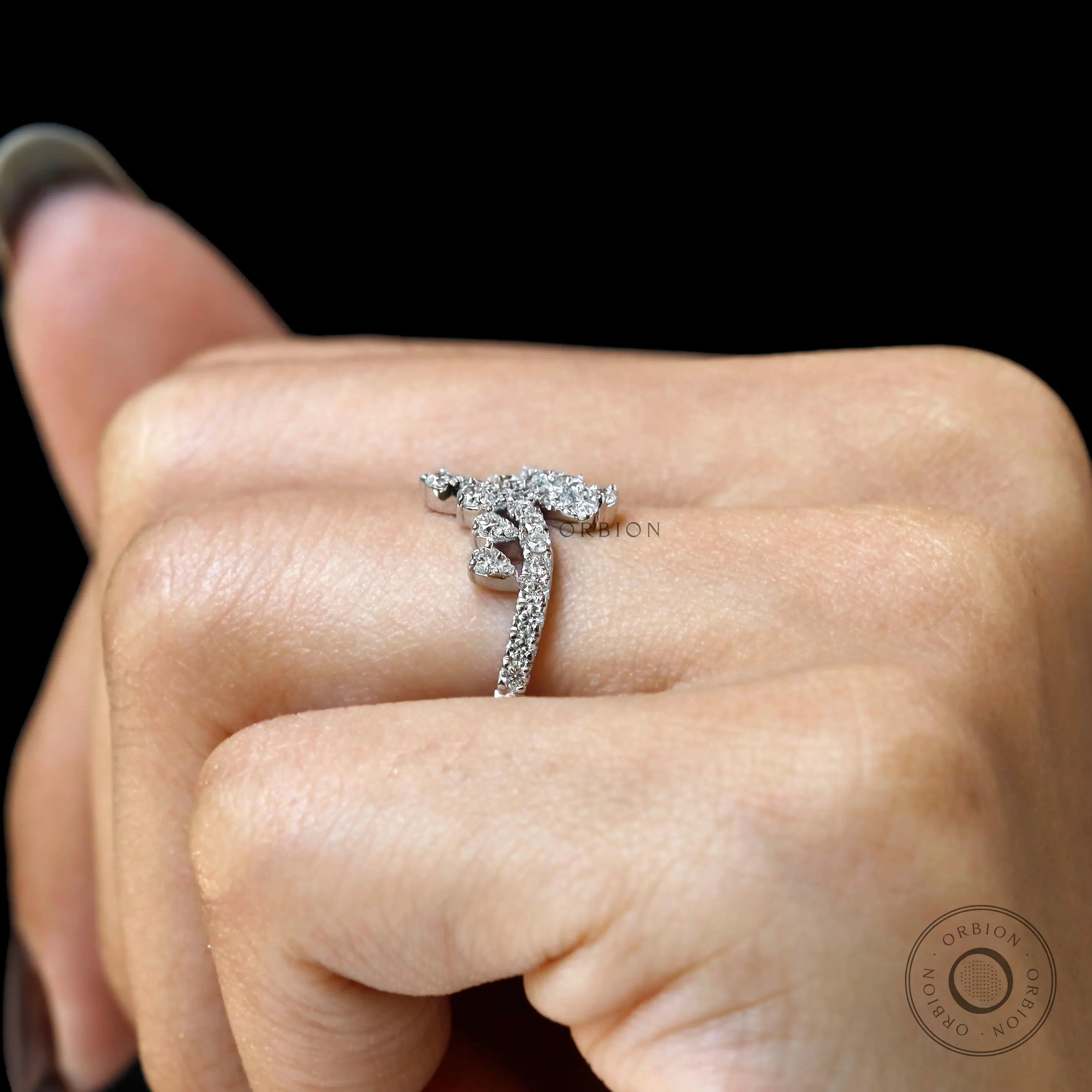 lab diamond cluster setting white gold ring