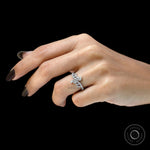 Delicate curved lab diamond wedding ring detail