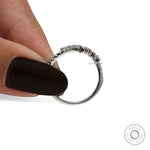 Contemporary leaf design diamond ring side view