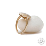 Celestial inspired lab grown diamond disc ring side view