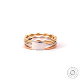 Tri Color Gold Diamond Band, Multitone Diamond Ring, Three Tone Ring, Multirow Diamond Statement Ring, Pave Set Lab Grown Diamond Ring